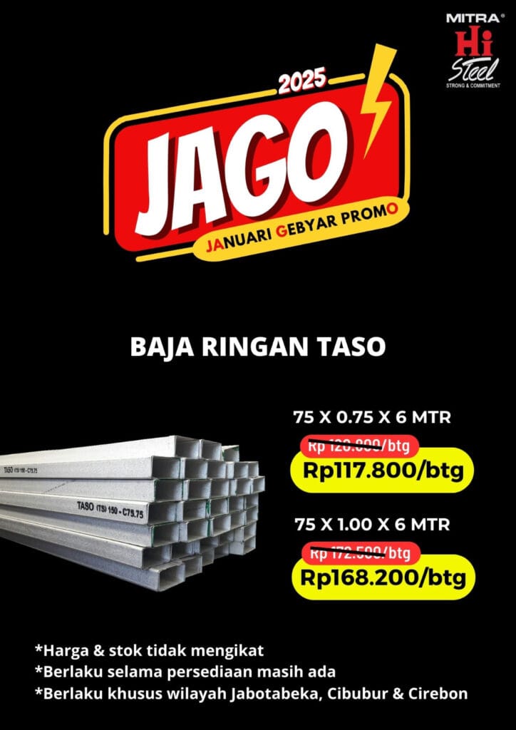 Harga Baja Ringan Taso 1mm per Batang